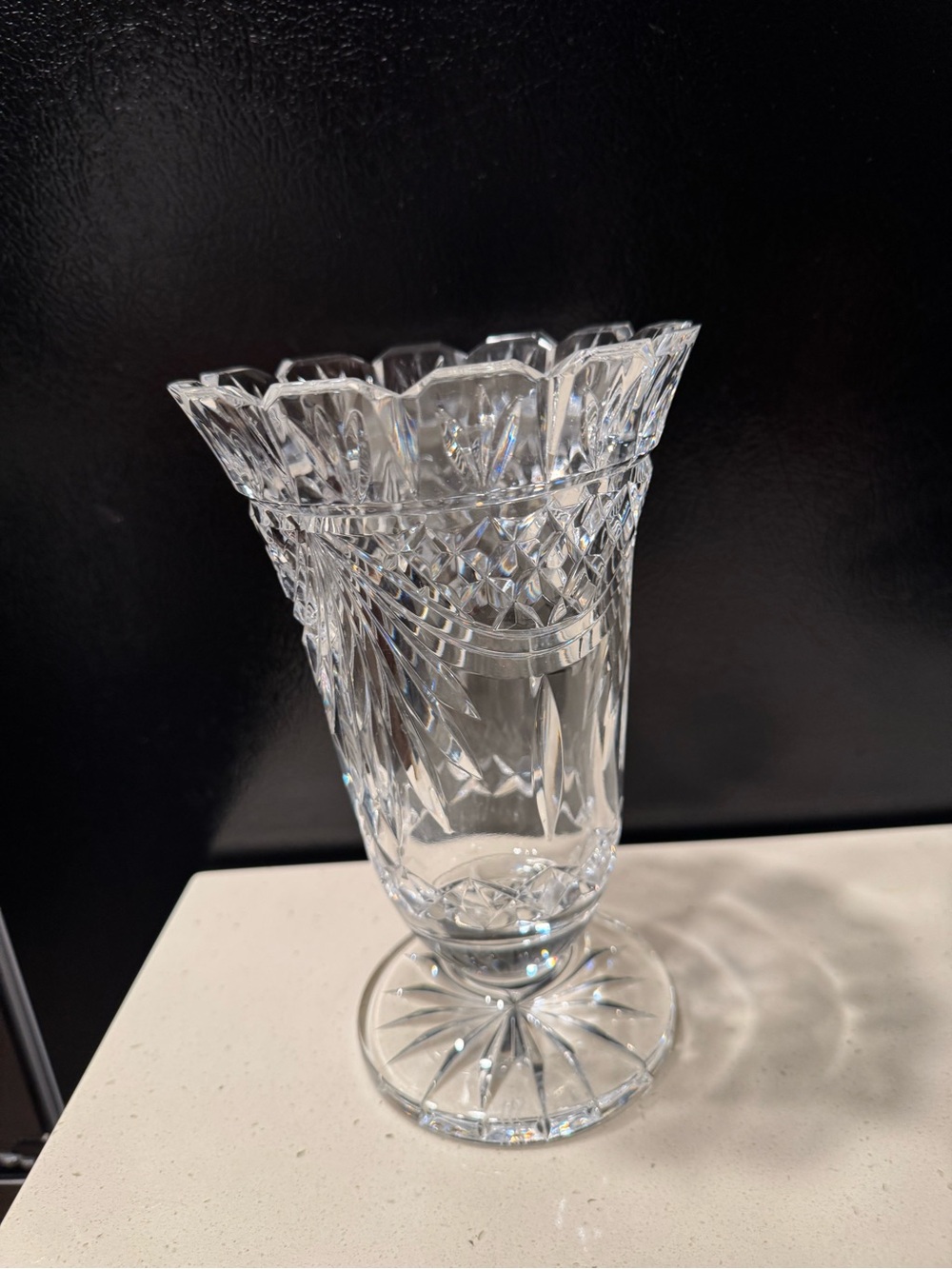 Waterford Crystal Clear Cut-Glass Pedestal Vase